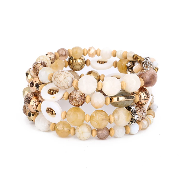 

Free sample New Design beads seashell beaded coil adjustable bracelet for women, N/a