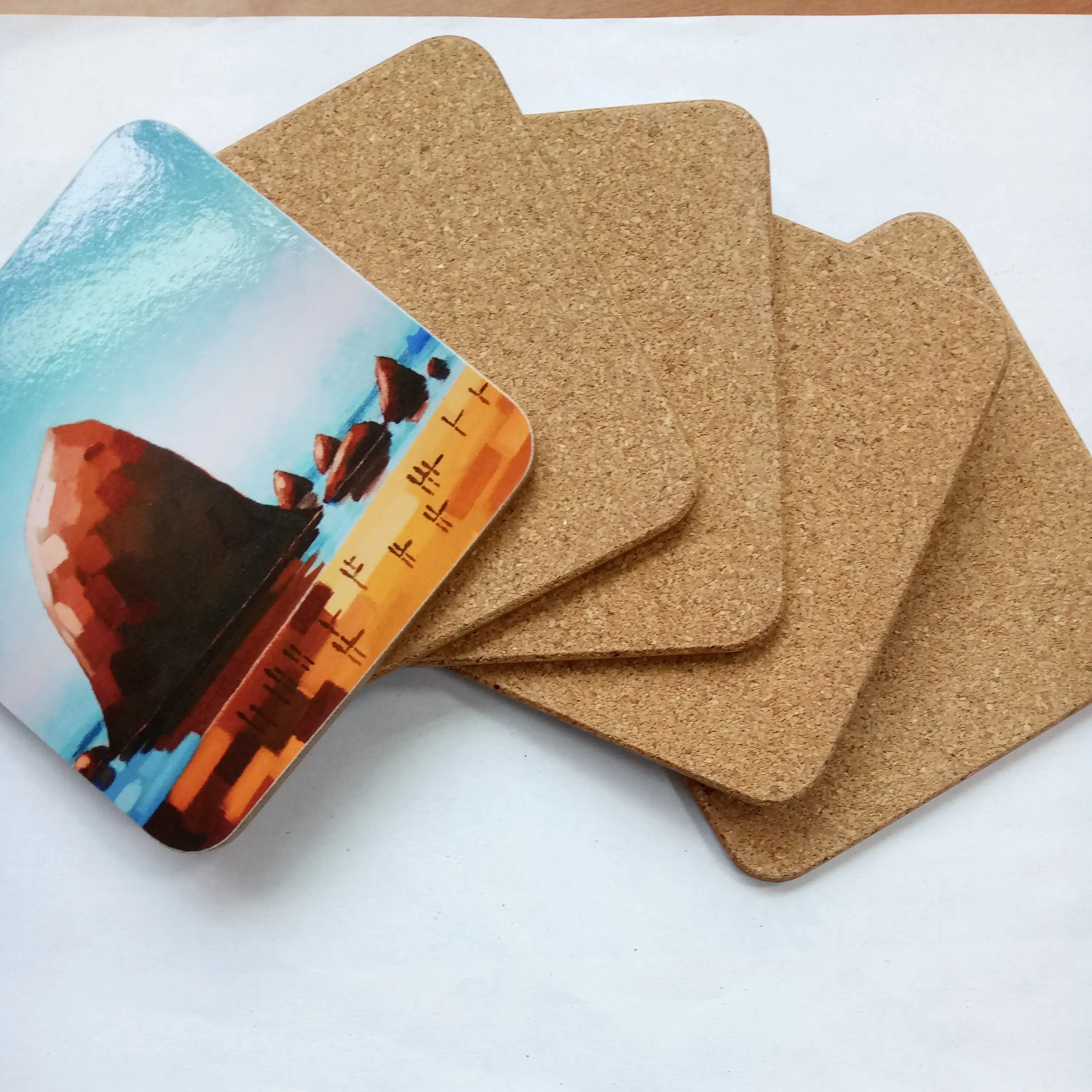 

Customized Black Sublim Blank Mdf Print Wood Set Ceram Cork Coaster Blank