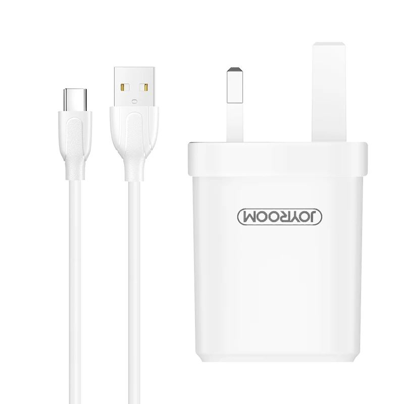 

Joyroom adapter dual wall uk usb fast charger with charging cable, White