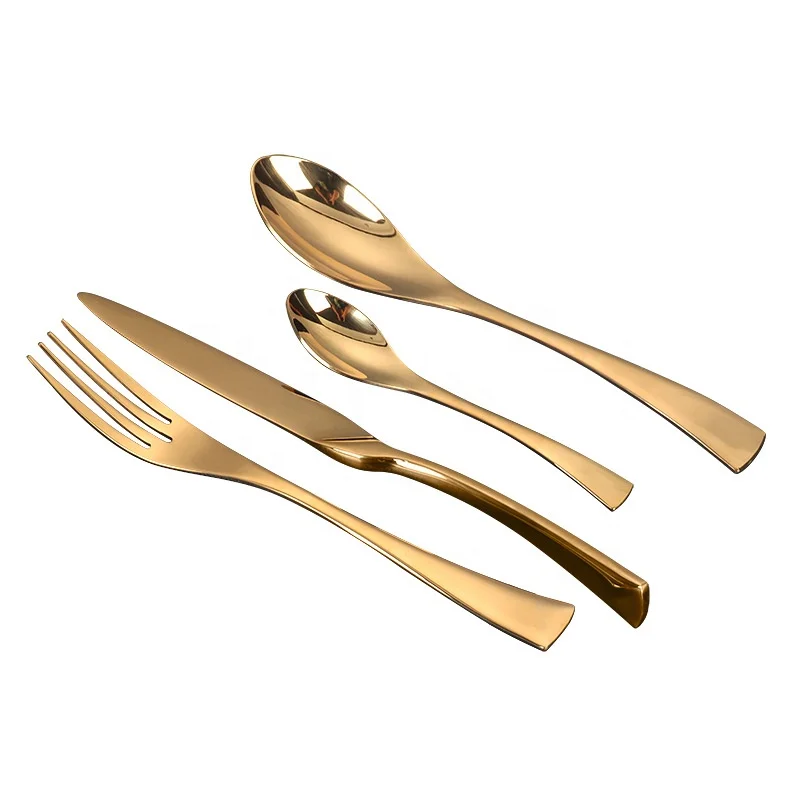 

Gold cutlery wedding decorate stainless steel spoons fork gold plated flatware wholesale, Silver or golden