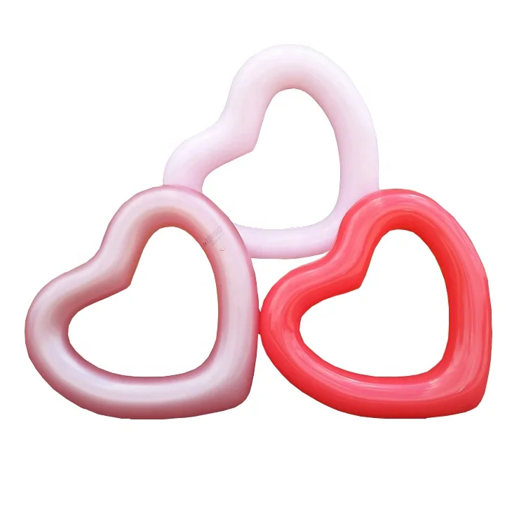

Inflatable Heart Shaped Inflatable Float Swimming Aids Pool Swim Ring Floating Boat Summer Beach Lounger Toys, Roseo , red, pink