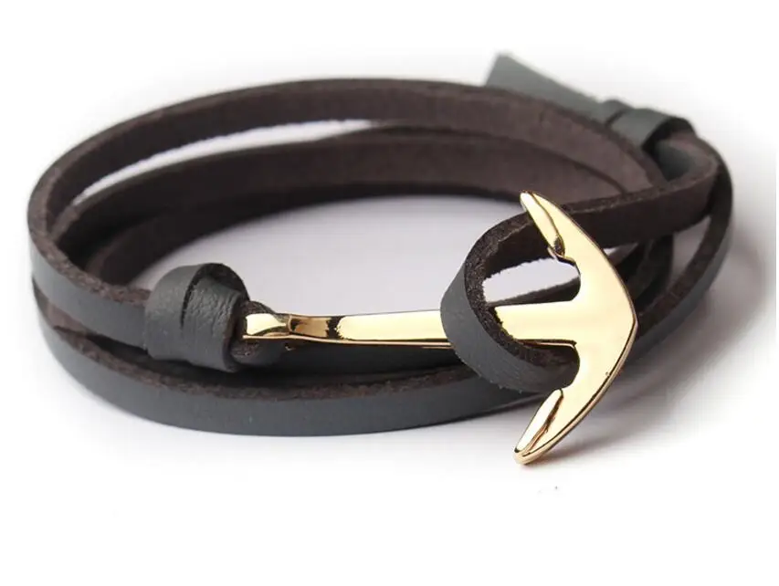 

European and American popular anchor bracelet for men and women Leather bracelet, N/a