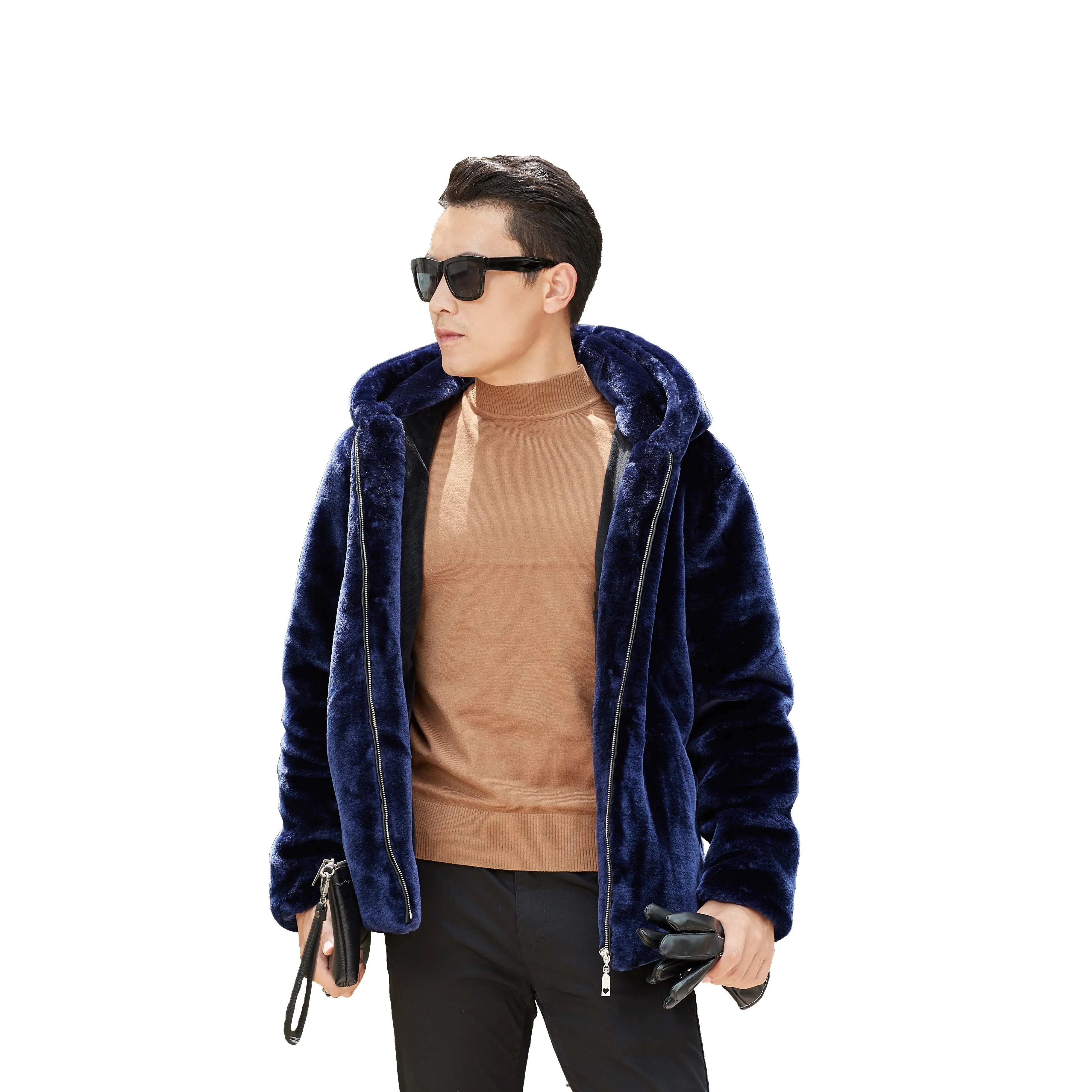 

2018 Fashion Wholesale Real Black Saga Mink Fur Coats Jackets For Men