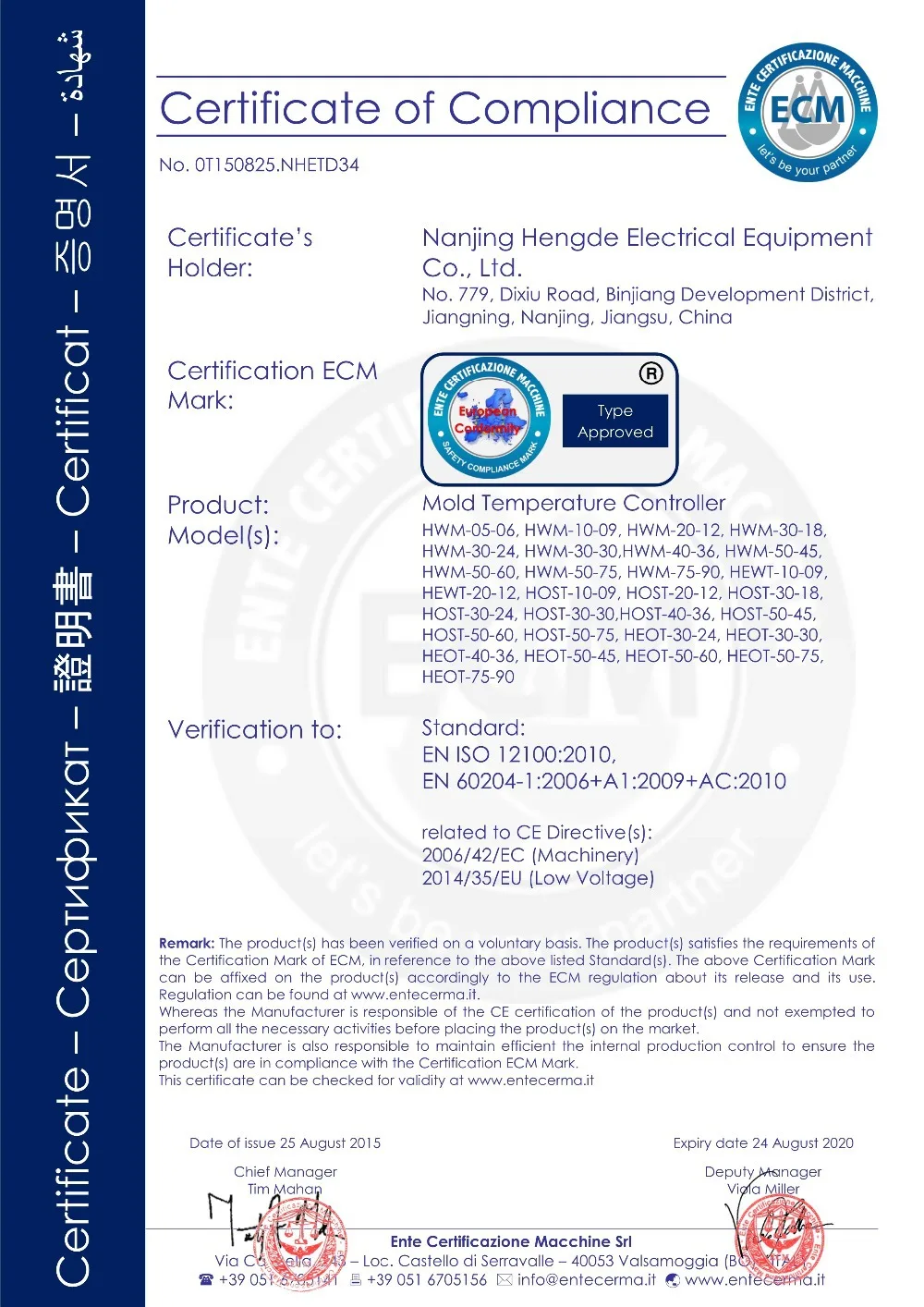CE mold temperature controller