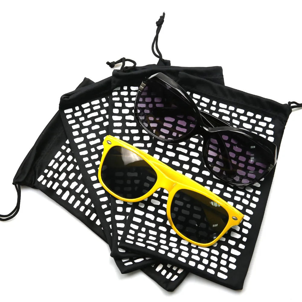

Fashion Custom Black Microfiber Sunglasses Pouches Sunglasses Cloth Drawstring Pouch Bag, Customized color