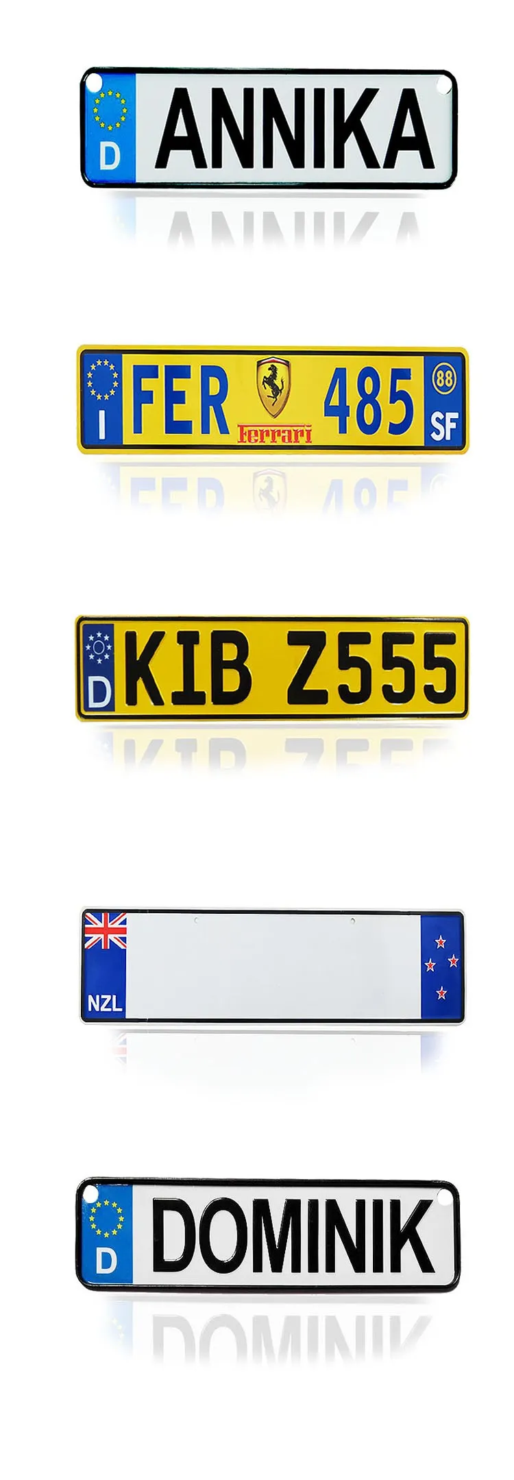High Quality Custom Made Decorative Metal Aluminum Euro License Plate
