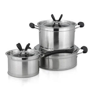Image of Wholesale kitchen 6pcs stainless pots High Quality Steel Cookware Set