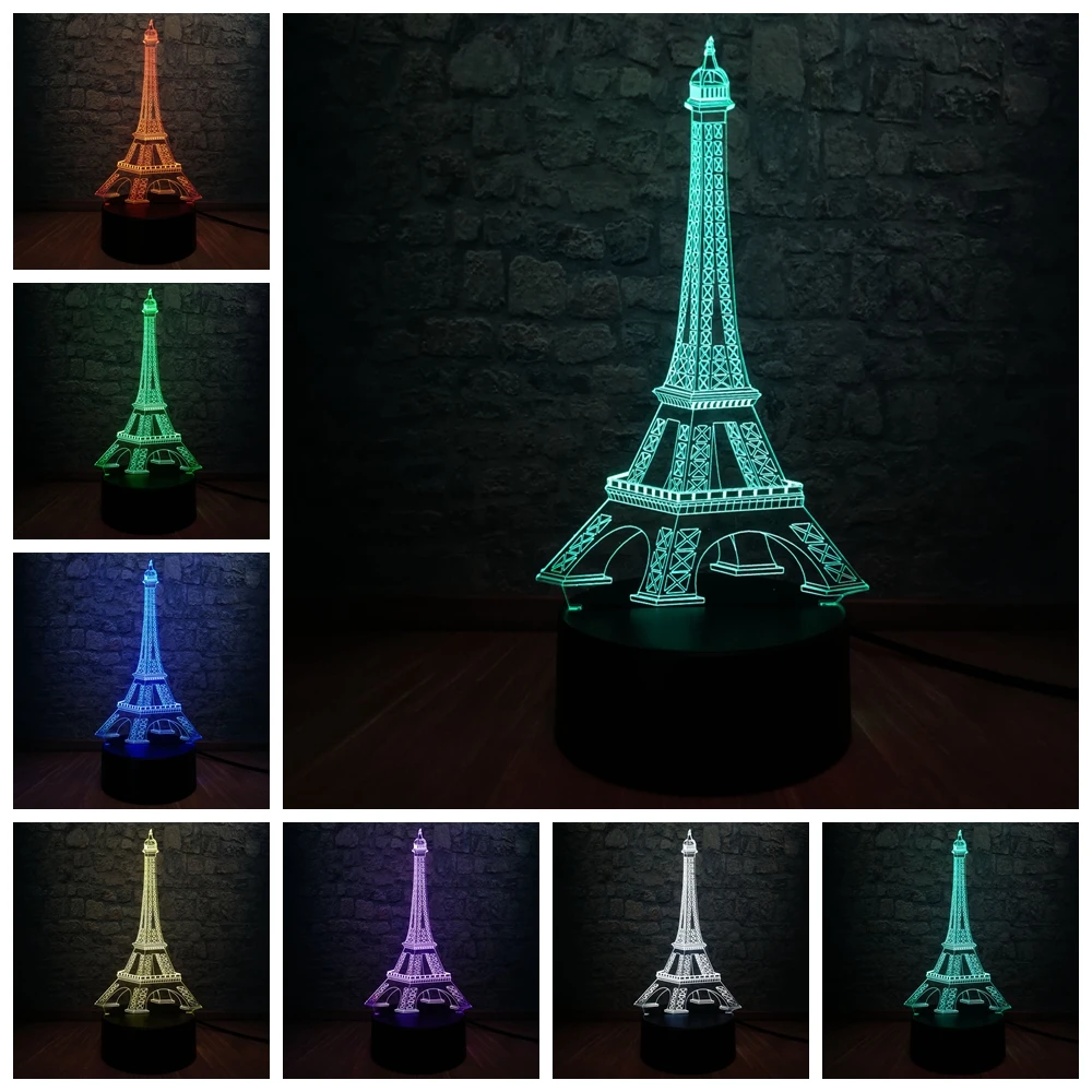 Romantic Eiffel Tower LED Night Light Desk Wedding Bedroom Decor Child Xmas Gift 