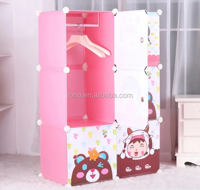 Diy Plastic Small Closet Cartoon Doors Pink Storage Drawers Fh