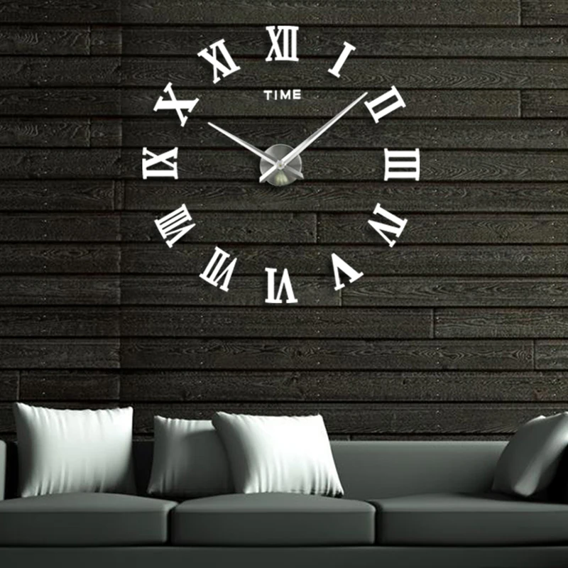 

130CM 2023 big Creative Roman Numbers acrylic Sticker clock Large DIY 3D wall clocks Home Decoration modern clock wall horloge
