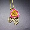 455mm Creative metal Crafts The real Rose 24K Gold Foil necklace with gift box