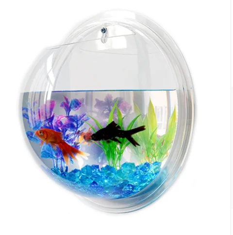 Acrylic Fish Bowl Wall Hanging Aquarium Tank Aquatic Pet Supplies Pet ...