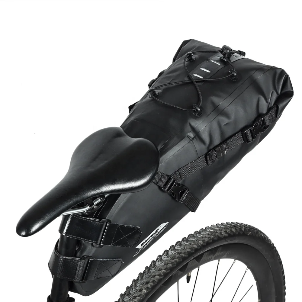 

Rhinowalk bicycle Saddle Packing Waterproof PVC 10L travel saddle bag cycling bicycle bike pack, Black