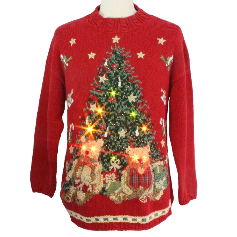 

LED adults ugly christmas Christmas sweater custom knitt holiday novelty jumper with music pullover