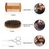Beard Comb And Brush Set Men's Wooden Beard Shaping Tool Perfect Facial Hair Mens Beard Grooming Kit
