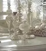 Elegant mercury royal candlestick glass pillar candle holder for decoration