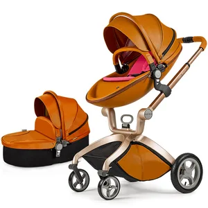 Image of 2018 ZheJiang XinYue Aluminum Alloy Leather Fabric Hot Mom baby stroller with En1888 baby Stroller 2 in1TS70