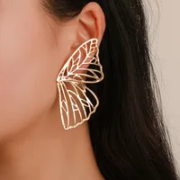 

Free sample aliexpress hot sale gold metal big butterfly stud earrings