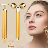 

Private Label 2 In 1 Energy Beauty Bar 24k Golden Pulse Facial Lift Tool Electric 3D Roller and T Shape Face Massager