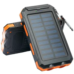 Waterproof Dustproof Power Bank 10000 Capaicty Solar Phone Charger Battery Power Bank Mobile