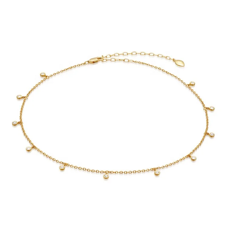 

18K gold 925 silver jewelry fashion zircon pendant style choker necklace