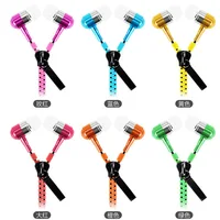 

Wired Creative Zipper Style Headphone Stereo Hands-Free Zip Earphone Cable Earbud Ear Phones with Microphone