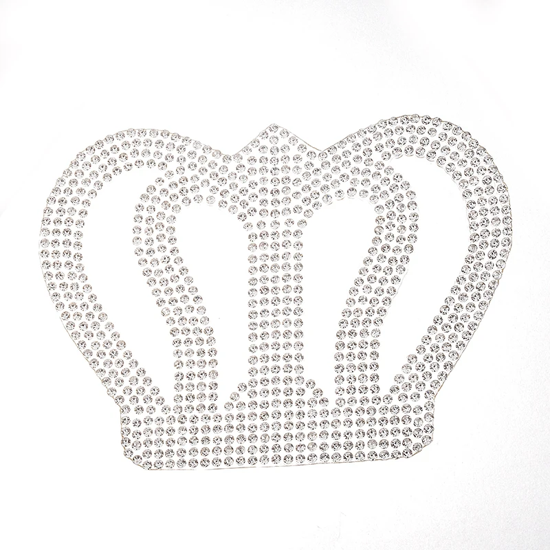 

LOCACRYSTAL Brand Motif DIY Rhinestone Patch Hotfix Crown Rhinestone Applique, As picture