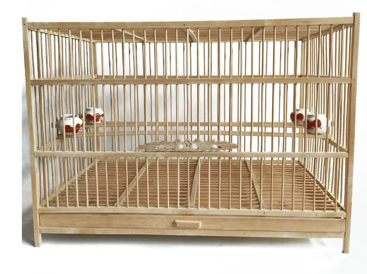 Деревянная клетка для птиц 60 * 30 * 40 см (Wooden rearing Cage 60 cm) 14729... Деревянная клетка Геншин. Бамбуковая клетка. Клетка из бамбука.