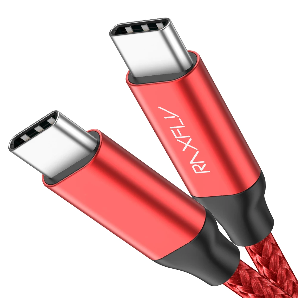 

1 Sample OK RAXFLY Nylon Braided Data Transfer PD 2.4A Fast Charge Usb Type C To Type C Charging Cable