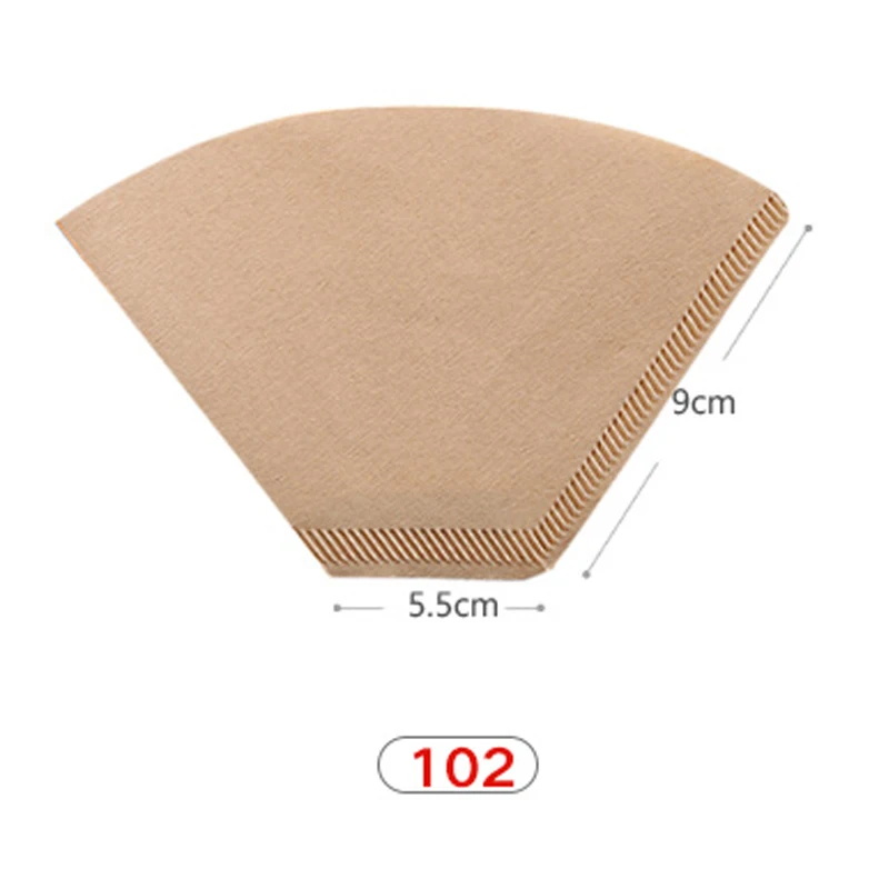 

100Pcs Per bag 101 or 102 filter Wooden Original Hand Drip Paper Coffee, Natural wood color