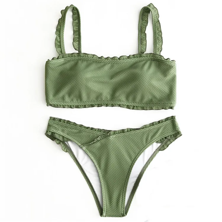 

2019 Wholesale New Summer Women Swimsuit Green Floral Print Bikini Set