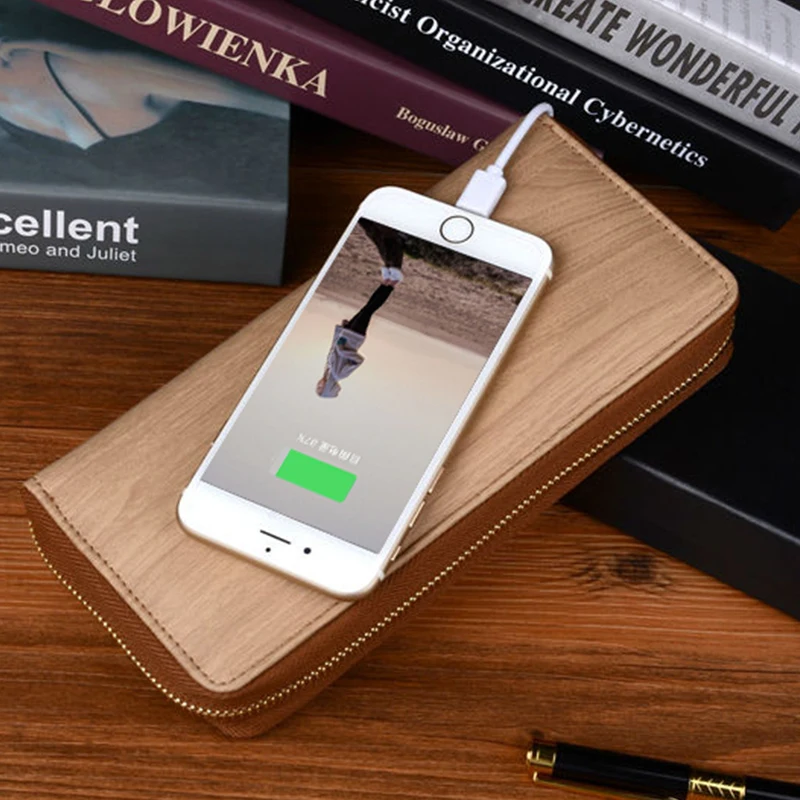 Factory wholesale rechargeable money bag with wine power bank wallet leather card holder - ANKUX.COM