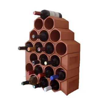 High Quality Custom Decorative Terracotta Stackable Wall Wine Rack