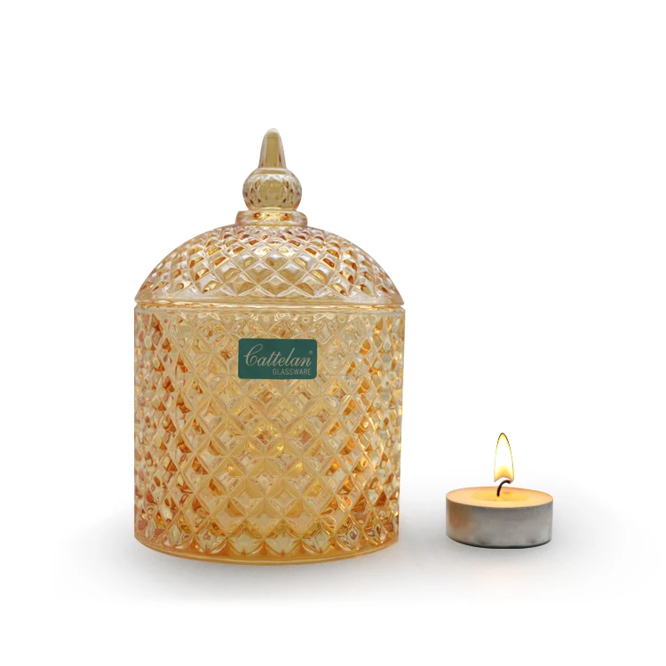 Collection Best Selling Luxury Glass Candle Jar With Dome Lid