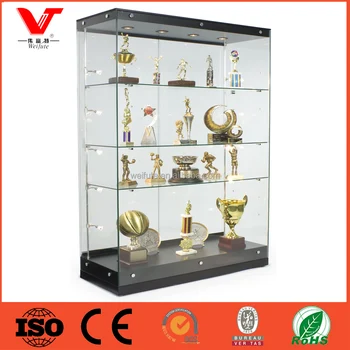 Lockable Wooden Glass Display Showcase For Watch Border Clock Shop