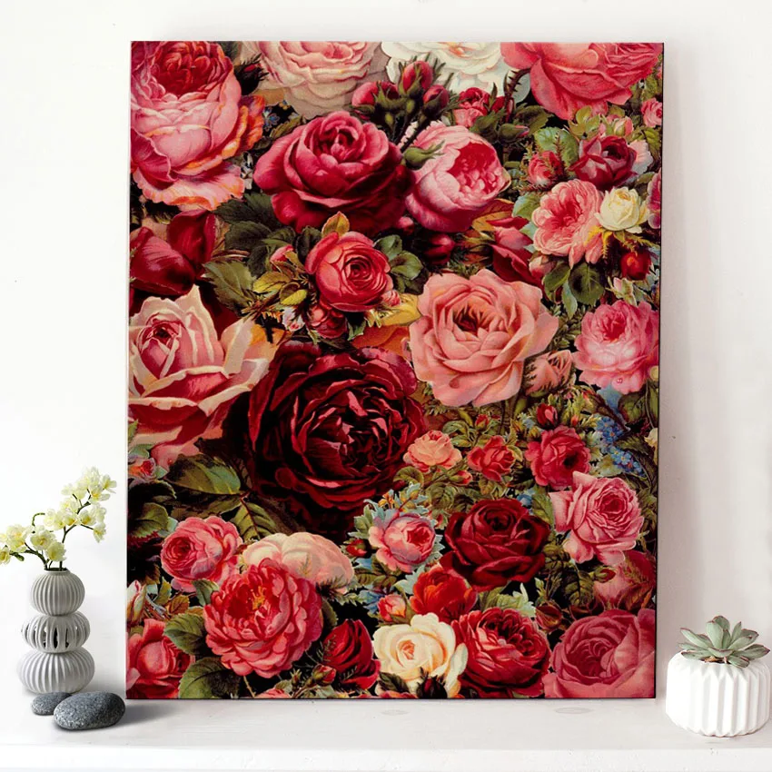 

CHENISTORY DZ1175 Paint By Numbers Oil Picture Blooming Roses On Canvas With Frame For Adult