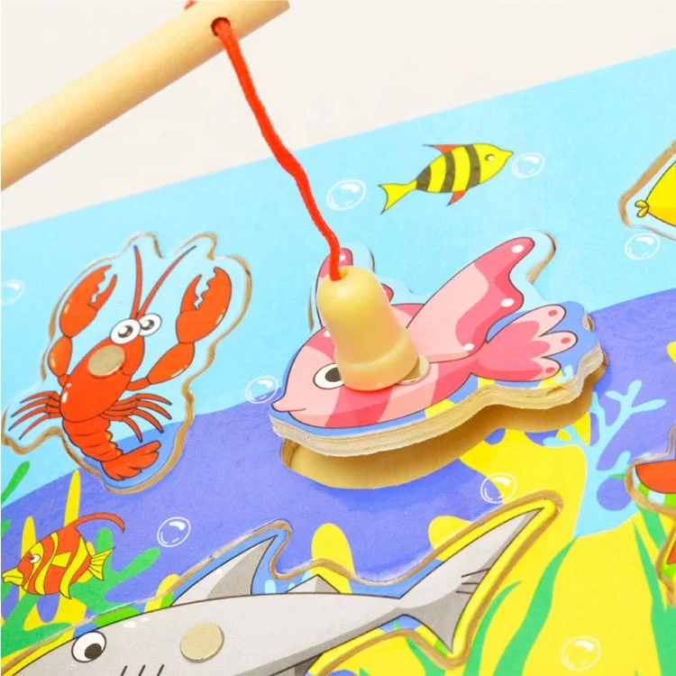 
Kid Children Educational Interesting Wooden Magnetic Fishing Game Jigsaw Puzzle Toy 