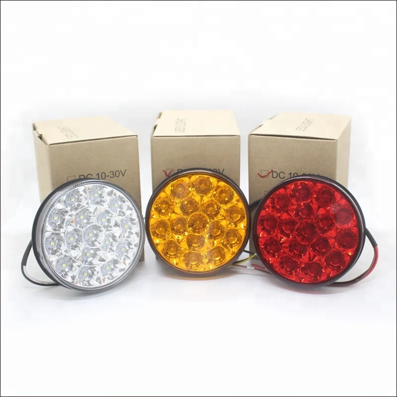 
Red amber white 12v 24v 4 inch round truck LED trailer tail lights 