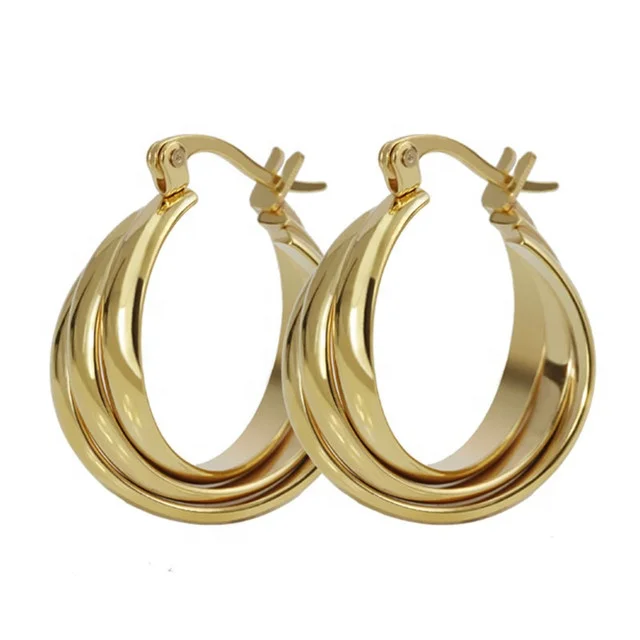 

Women Hoop Earring 316L Stainless Steel Women Aretes Fashion Jewelry, White, gold