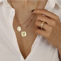 

925 silver jewelry Square rose flower coin pendant necklace