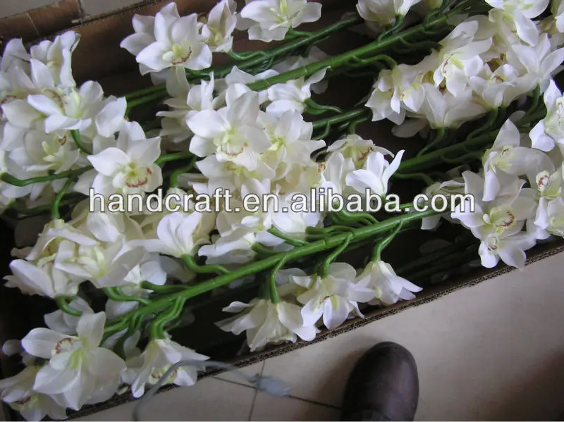 結婚式のための人工シルク白いシンビジウム蘭の花 Buy 蘭植物 カトレア蘭 シンビジウム蘭 Product On Alibaba Com