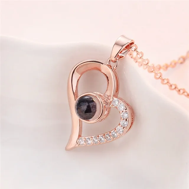 

2019 New Arrival te amo 100 idiomas 100 Languages I LOVE YOU Memory Of Heart Necklace, Silver/gold color