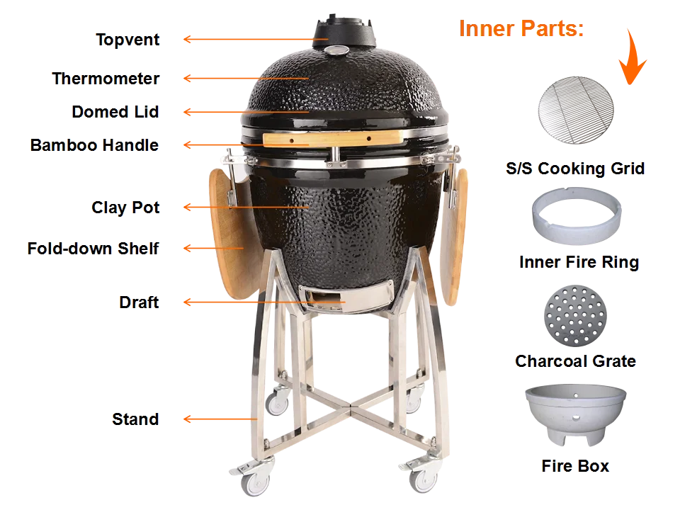 Wholesale Top Cheap 21 Inch Ceramic Black Bastard Kamado Grill Buy
