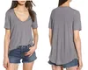 China top ten selling clothes Women top Rayon Raw V-Neck relaxed Tee with curved shirttail hem ladies blouse 2017