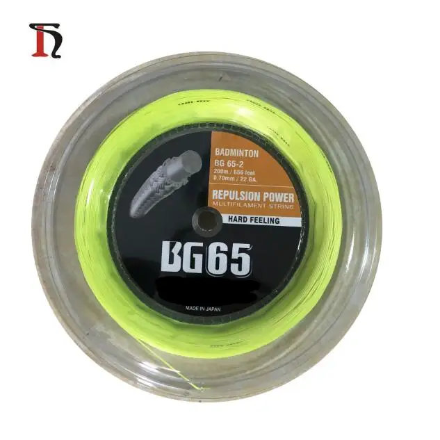

Hot sell nylon 200m length 0.7mm string durable tension BG65 Reel Green badminton racket string, Black;white;blue;green;purple