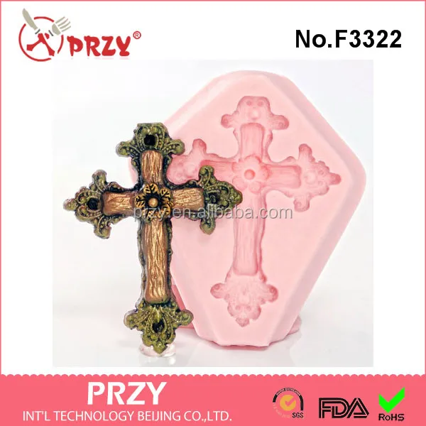 F3322 Silicone Rustic Cross Mold Mould for Fondant - Gum Paste - Chocolate - Candy