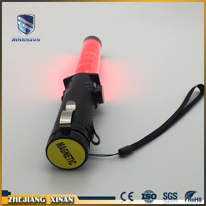 
Multifunction rechargeable rubber handle red led police traffic control baton with light 