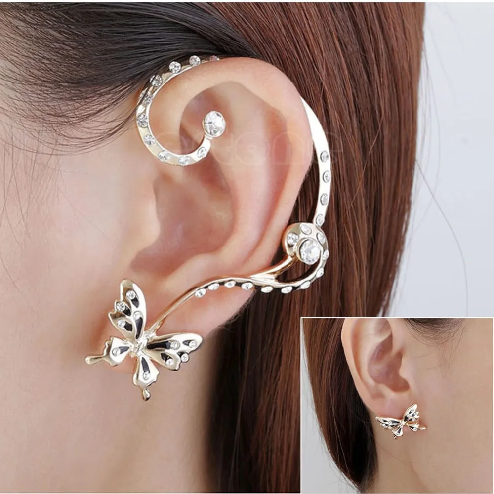 J117 Free Shipping 1 Pair Modish Nice Women Erfly Ear Cuff Clip J117 Free Shipping 1 Pair Modish Nice Women Erfly Ear Cuff Clip Stud Crystal Rhinestone Earring Plus Size Clothing For Everybody