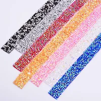 

5 Yard *15mm Hotfix Colorful AB Rhinestone Trim Chain Crystal Fabric Ribbon Strass Banding Resin Applique for Clothes Crafts