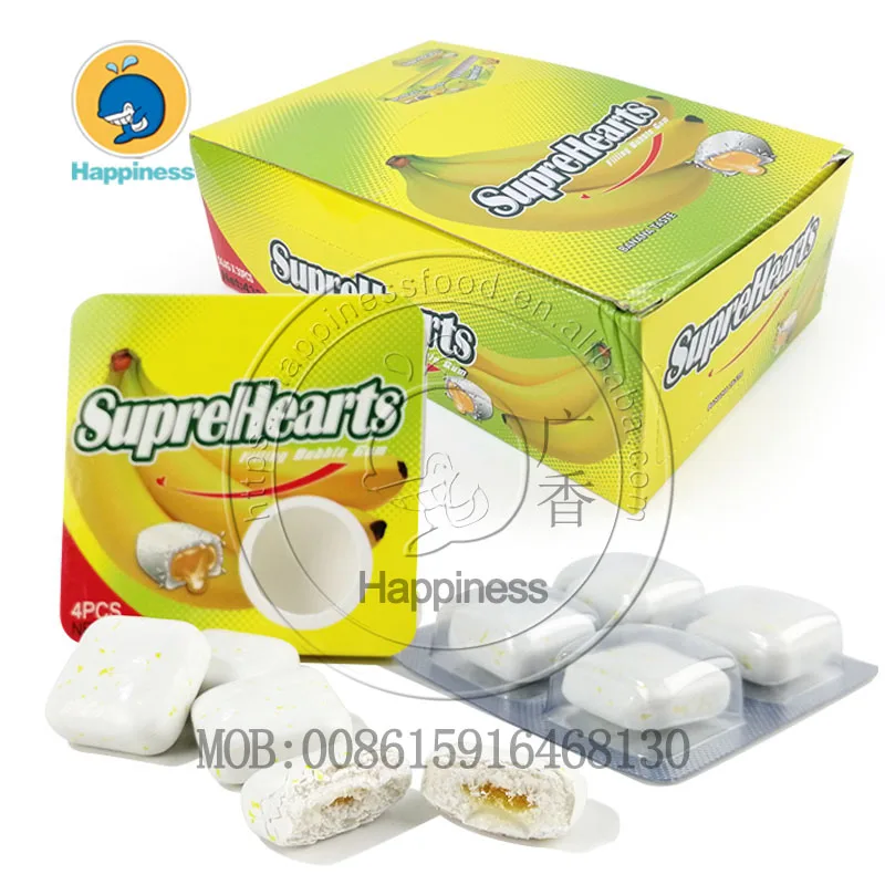 Supreheart Banana Flavor Bubble Gum Filling With Fruit Jam Chewing Gum Buy High Quality Jam